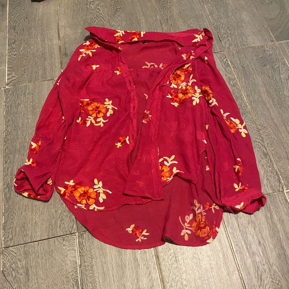 Floral Red Women's Top